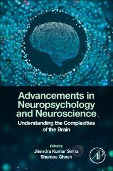 „Advancements in Neuropsychology and Neuroscience“. Illustration eines Gehirns umgeben von leuchtenden Punkten.