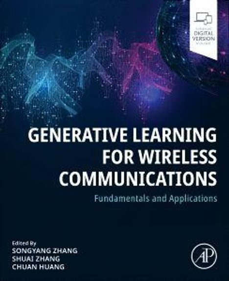 Text: "Generative Learning for Wireless Communications: Fundamentals and Applications." Autoren: Songyang Zhang, Shuai Zhang, Chuan Huang. Hintergrund: Farbige Punkte formen abstrakte Wellen.