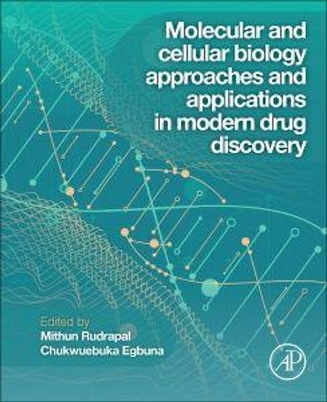 Titel: "Molecular and cellular biology approaches and applications in modern drug discovery". Grafik mit DNA-Strang, Lichtpunkten und Linien.