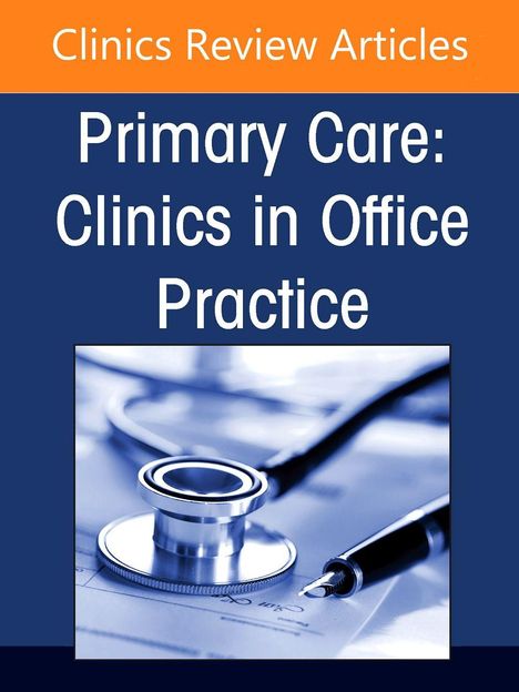 Oben steht "Clinics Review Articles". Darunter "Primary Care: Clinics in Office Practice". Abgebildet ist ein Stethoskop und Füller.