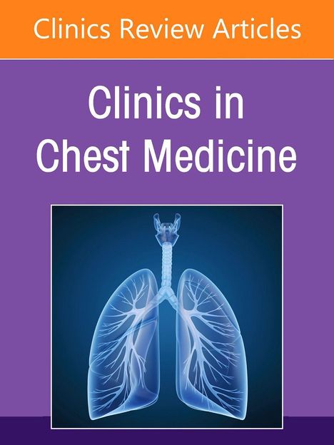 "Clinics Review Articles", "Clinics in Chest Medicine". Illustration zweier Lungenflügel auf blauem Hintergrund.