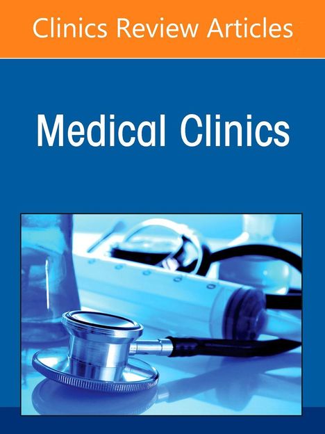 "Clinics Review Articles" und "Medical Clinics" stehen oben. Darunter ein Stethoskop, eine Brille und eine Spritze.