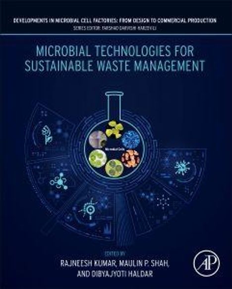 "Microbial Technologies for Sustainable Waste Management." Unten: "Edited by Rajneesh Kumar, Maulin P. Shah, and Dibyajyoti Haldar."