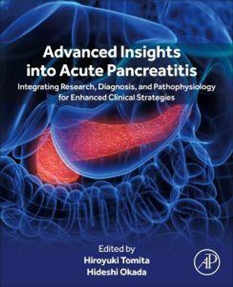 „Advanced Insights into Acute Pancreatitis“ steht über einer Illustration der Bauchspeicheldrüse in bläulichem Schimmer.