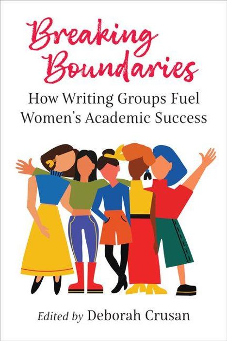 „Breaking Boundaries: How Writing Groups Fuel Women’s Academic Success“, Illustration mit fünf umarmenden Frauen.