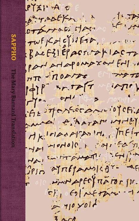 Links steht "SAPPHO" und "The Mary Barnard Translation". Hintergrund: antiker Text auf Papyrus.