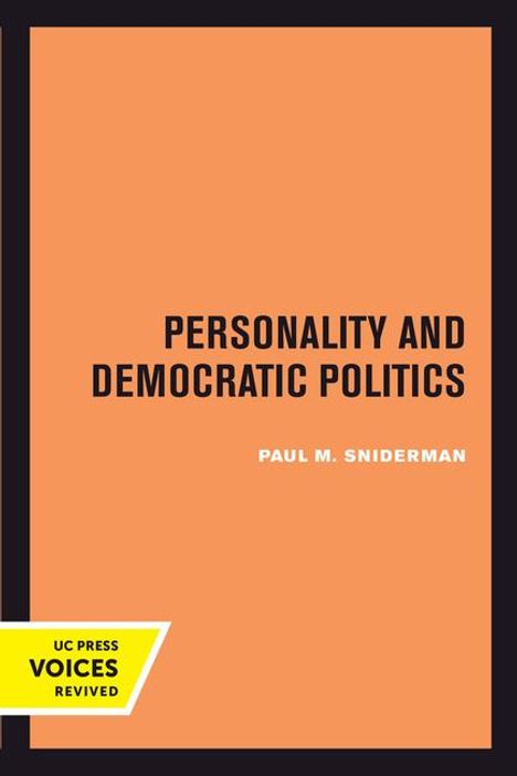 Paul M. Sniderman: Personality and Democratic Politics, Buch