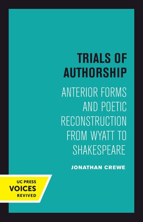 Jonathan Crewe: Trials of Authorship, Buch