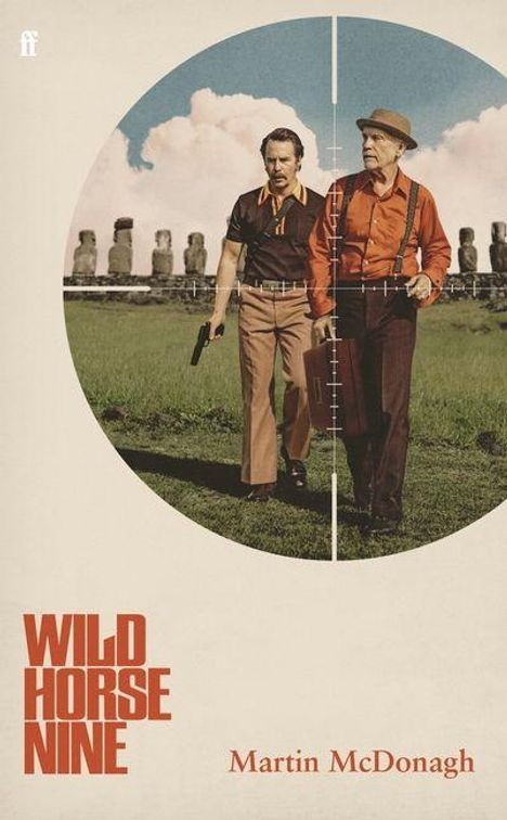 "Wild Horse Nine" und "Martin McDonagh" sind prominent platziert. Zwei Männer im Retro-Look, einer mit Hut, laufen auf Gras.