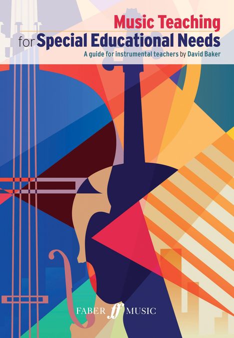„Music Teaching for Special Educational Needs“ ist oben zu lesen. Grafik einer stilisierten Geige in lebhaften Farben.