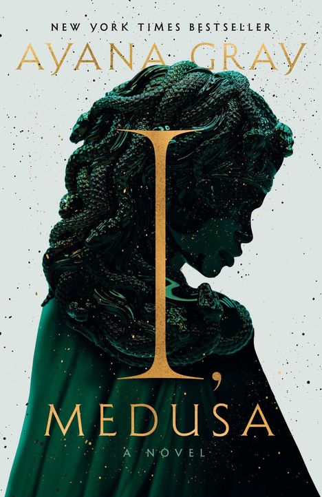 "I, MEDUSA, A NOVEL" von Ayana Gray, New York Times Bestseller. Dunkle Skulptur einer Frau mit Schlangenhaaren.