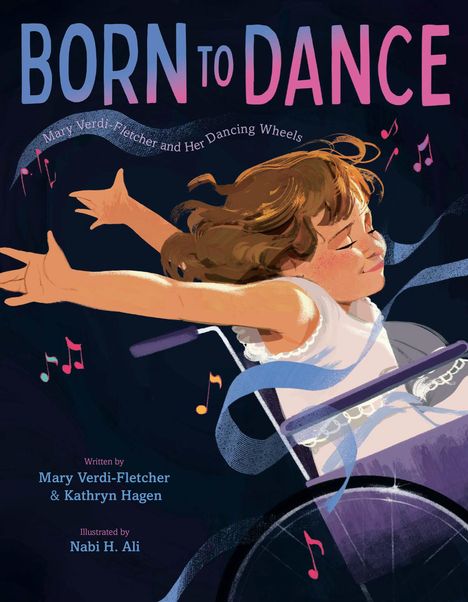 "BORN TO DANCE" steht oben. Ein Kind im Rollstuhl tanzt freudig mit ausgestreckten Armen.