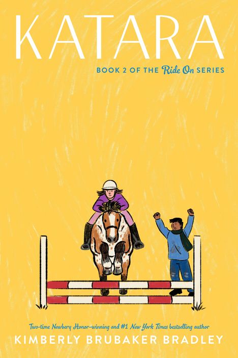 „KATARA, Book 2 of the Ride On Series“ steht oben. Darunter springt ein Pferd mit Reiterin. Ein Kind jubelt daneben.