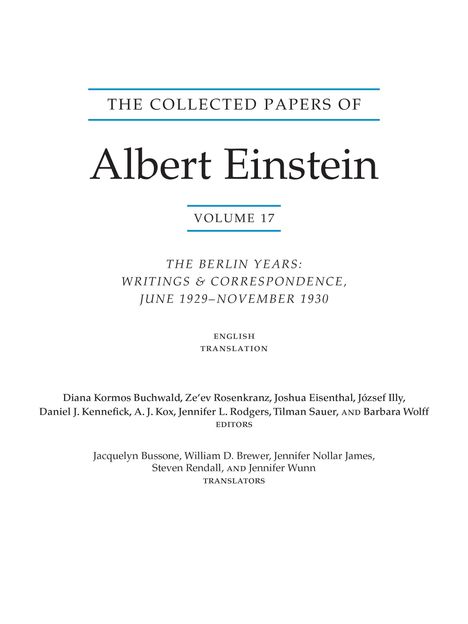 Albert Einstein: The Collected Papers of Albert Einstein, Volume 17 (Translation Supplement), Buch