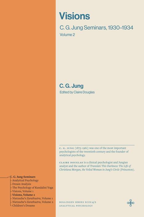 Visions: C. G. Jung Seminars, 1930–1934, Volume 2, C. G. Jung, Edited by Claire Douglas. Orange-Bereich links mit Liste.