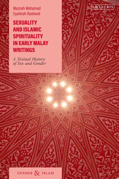 „SEXUALITY AND ISLAMIC SPIRITUALITY IN EARLY MALAY WRITINGS“. Rotes, kunstvolles orientalisches Muster im Hintergrund.
