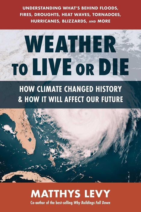 „Weather to Live or Die“ von Matthys Levy. Eine Satellitenkarte zeigt einen Wirbelsturm über dem Atlantik.