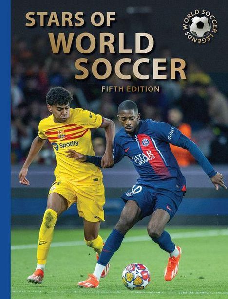 "Stars of World Soccer, Fifth Edition." Zwei Fußballspieler im Zweikampf. Rechtes Logo: "World Soccer Legends".
