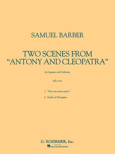 Two Scenes from Antony and Cleopatra: Study Score, Buch