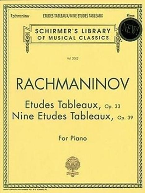 Sergei Rachmaninoff: Etudes Tableaux, Op. 33 & 39: Schirmer Library of Classics Volume 2002 Piano Solo, Buch