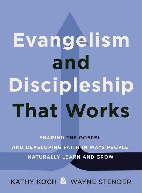 Text "Evangelism and Discipleship That Works" in großer Schrift, darunter Autoren Kathy Koch & Wayne Stender. Schlichtes Design.