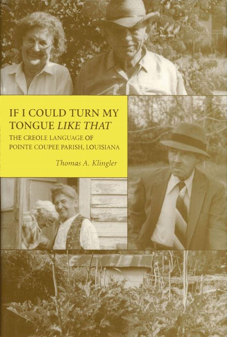 "If I Could Turn My Tongue Like That" von Thomas A. Klingler. Sepia-Fotos von lächelnden Menschen und einem Garten.