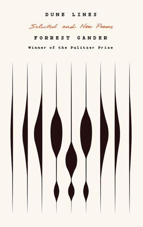 „Dune Lines, Selected and New Poems, Forrest Gander, Winner of the Pulitzer Prize“. Abstrakte schwarze Linien und Formen.