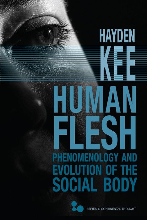 "HAYDEN KEE HUMAN FLESH PHENOMENOLOGY AND EVOLUTION OF THE SOCIAL BODY" zeigt ein stilisiertes Auge in Nahaufnahme.