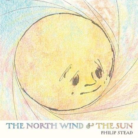 "The North Wind & The Sun" unten, Philip Stead. Illustration einer lächelnden Sonne mit bunten Strahlen.
