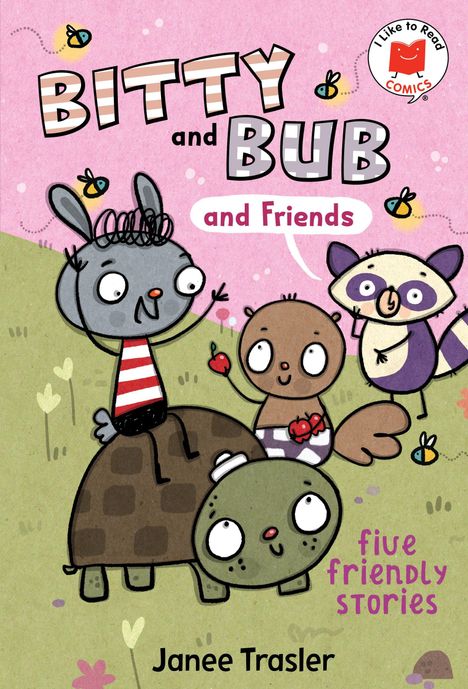 "BITTY and BUB and Friends" in großen Buchstaben über niedlichen Tiercharakteren, pastellfarben gezeichnet.