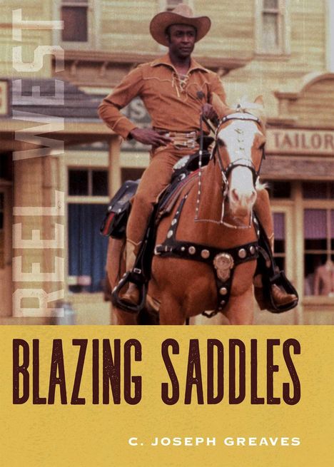 "Blazing Saddles" - C. Joseph Greaves. Ein Cowboy sitzt selbstbewusst auf einem Pferd in einer Westernstadt.