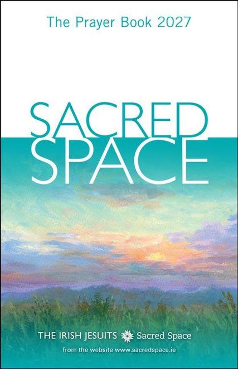Oben steht "The Prayer Book 2027". Darunter "Sacred Space" vor grün-blauem Himmel mit Wolken im Sonnenuntergang.