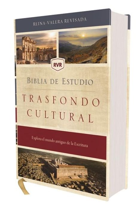 „Reina-Valera Revisada“, „Biblia de Estudio: Trasfondo Cultural“, „Explora el mundo antiguo de la Escritura“. Cover mit Landschaftsbildern.