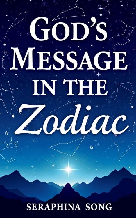 „God’s Message in the Zodiac“ von Seraphina Song. Sternenbilder am Himmel über Bergen.