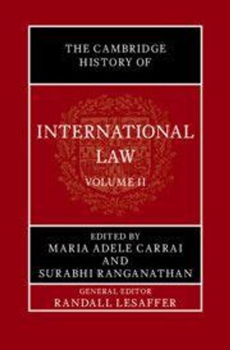„The Cambridge History of International Law, Volume II“. Rotes Buchcover mit weißem Text, dekoratives Siegel.