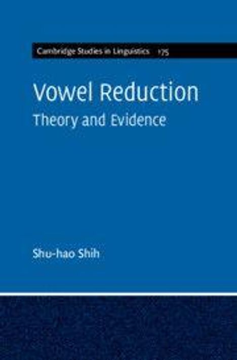 Blauer Buchdeckel mit Texten: "Vowel Reduction: Theory and Evidence" und "Shu-hao Shih."