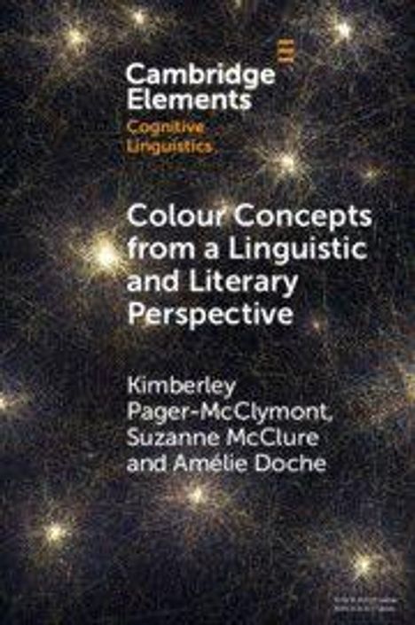 Text: "Cambridge Elements", "Colour Concepts from a Linguistic and Literary Perspective" von drei Autoren. Hintergrund: abstrakte Sterne.