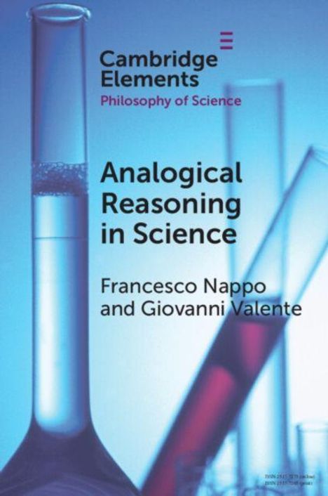 „Cambridge Elements: Philosophy of Science“ steht oben, darunter „Analogical Reasoning in Science“, Autoren: Francesco Nappo und Giovanni Valente. Drei Reagenzgläser im Hintergrund.
