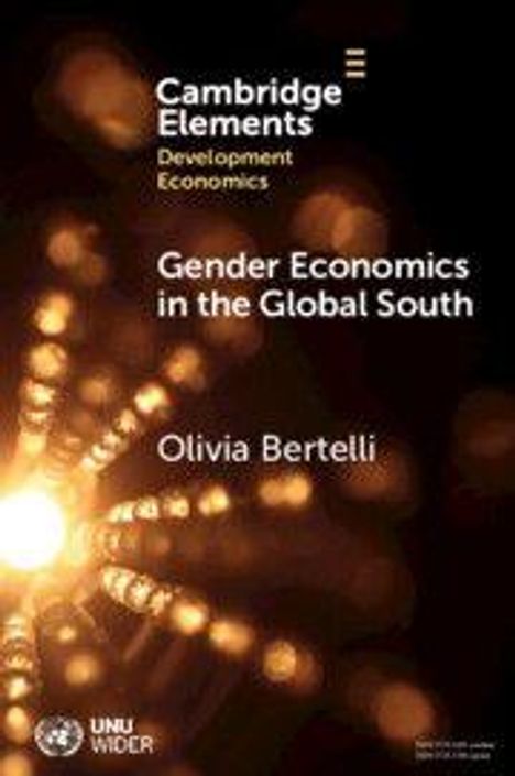 "Cambridge Elements: Gender Economics in the Global South" von Olivia Bertelli. Dunkle Farben mit Lichtstrahlen.