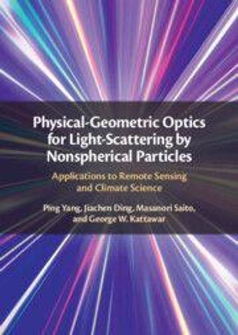 Buchtitel: "Physical-Geometric Optics for Light-Scattering by Nonspherical Particles". Bunte, strahlenartige Illustration.
