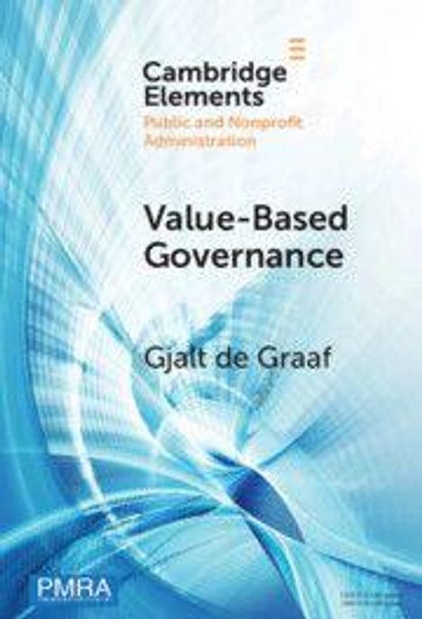Titel: "Value-Based Governance" von Gjalt de Graaf. Hintergrund: Abstrakte blaue Linien und Formen. 