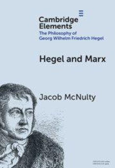Text: "Cambridge Elements, The Philosophy of Georg Wilhelm Friedrich Hegel, Hegel and Marx, Jacob McNulty." Illustration: Hegel-Porträt.