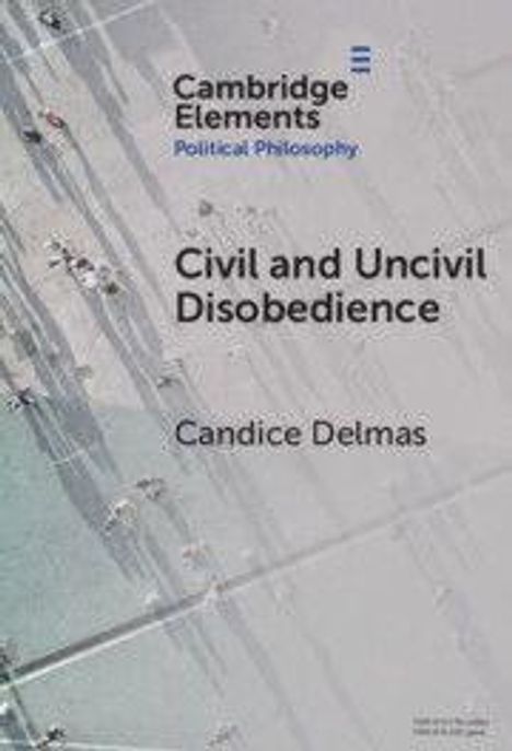 "Cambridge Elements: Political Philosophy. Civil and Uncivil Disobedience. Candice Delmas." Sicht auf eine belebte Straße von oben.