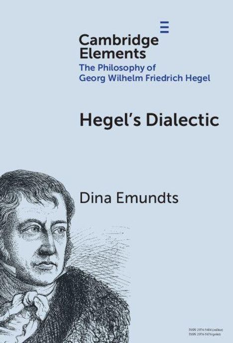Titel: "Hegel's Dialectic". Autor: Dina Emundts. Illustration eines Mannes (vermutlich Hegel) auf hellem Hintergrund.