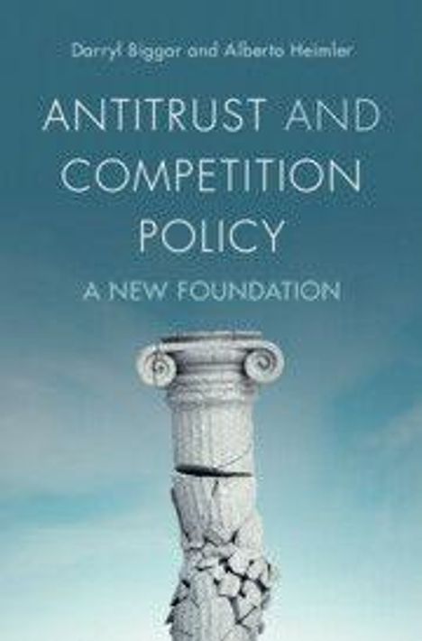 Titel: "ANTITRUST AND COMPETITION POLICY: A NEW FOUNDATION." Kapitelle einer antiken Säule vor blauem Hintergrund.