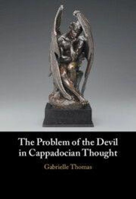 "The Problem of the Devil in Cappadocian Thought, Gabrielle Thomas." Eine dunkle Statue eines nachdenklichen, geflügelten Wesens.