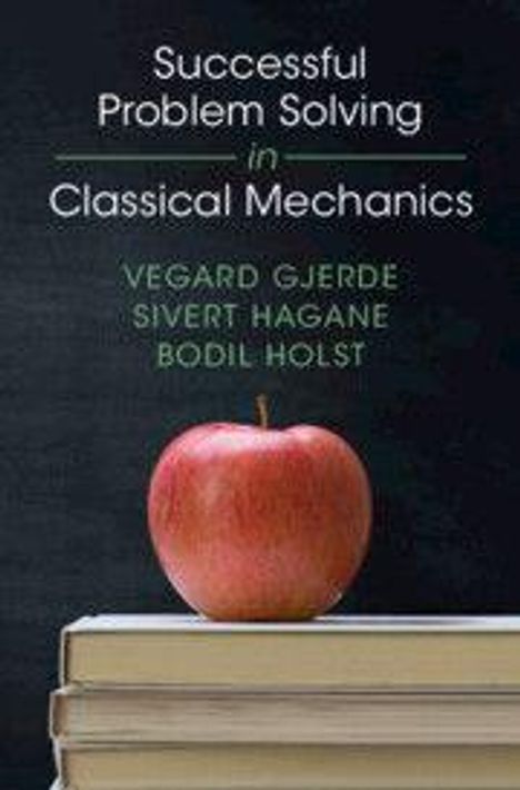 "Successful Problem Solving in Classical Mechanics" steht oben. Darunter ein roter Apfel auf gestapelten Büchern.