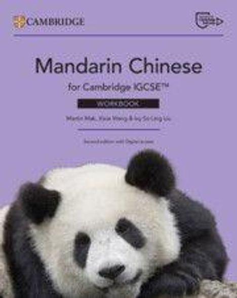 „Mandarin Chinese for Cambridge IGCSE™ Workbook“ von Martin Mak, Kuo Wang & Sai-Ling So. Ein Panda liegt in der Ecke.