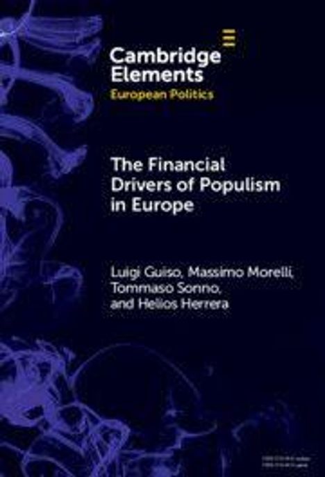Text: "The Financial Drivers of Populism in Europe" von Luigi Guiso, Massimo Morelli, Tommaso Sonno und Helios Herrera. Hintergrund dunkel.