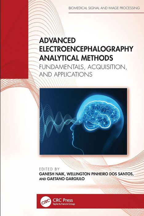 Titel: "Advanced Electroencephalography Analytical Methods". Illustration: Buntes neuronales Netz im Profil eines Kopfes.